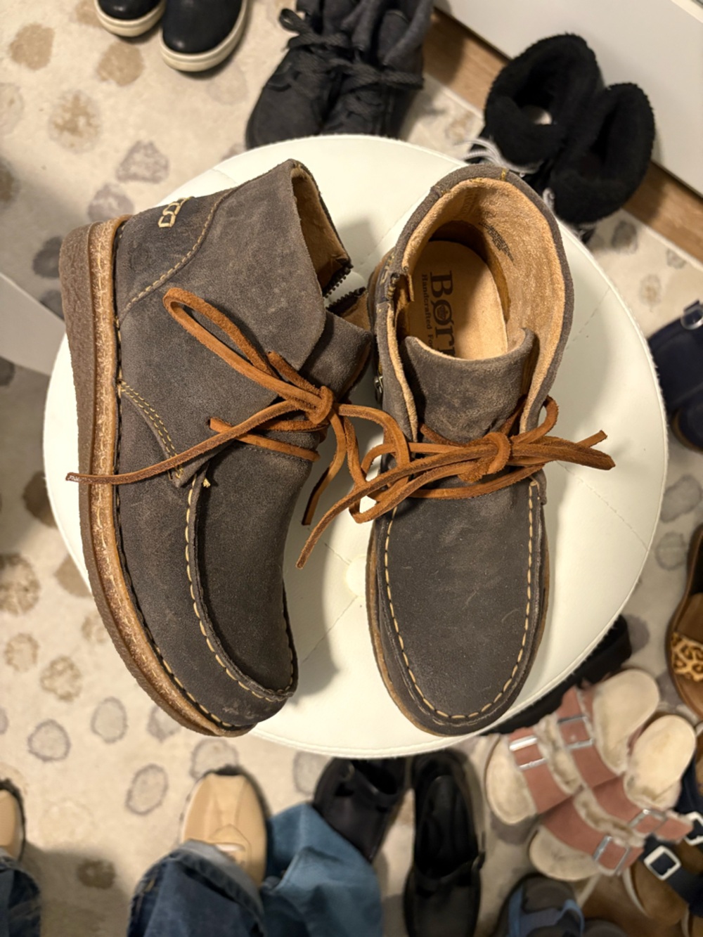 Born Women's Dark Brown Suede Chukka Boots with Tan Laces